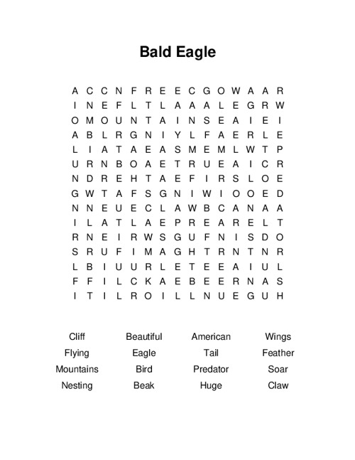 Bald Eagle Word Search Puzzle