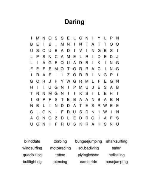 Daring Word Search Puzzle