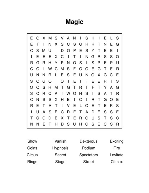 Magic Word Search Puzzle