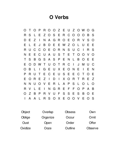 O Verbs Word Search Puzzle
