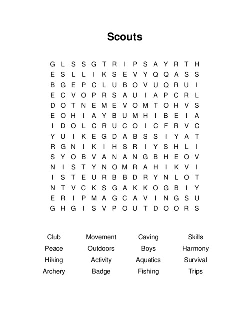 Scouts Word Search Puzzle