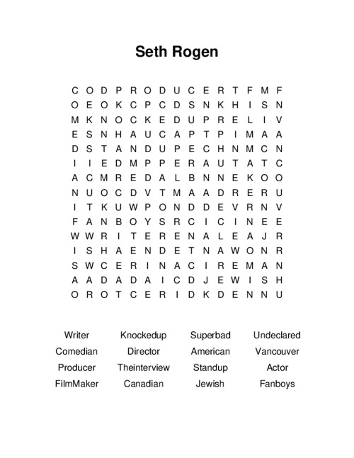Seth Rogen Word Search Puzzle