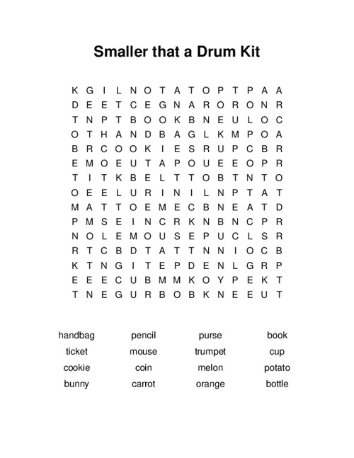 Smaller that a Drum Kit Word Search Puzzle