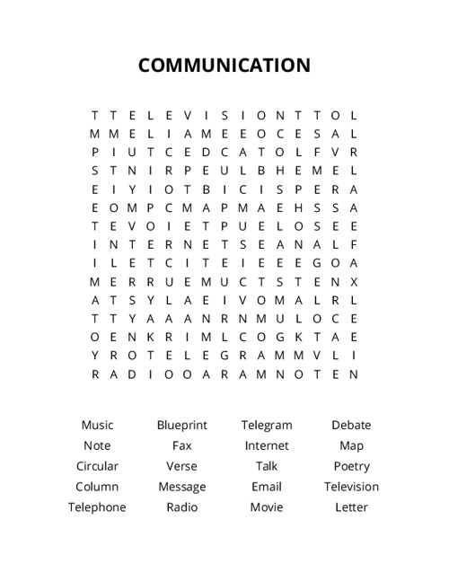 COMMUNICATION Word Search Puzzle