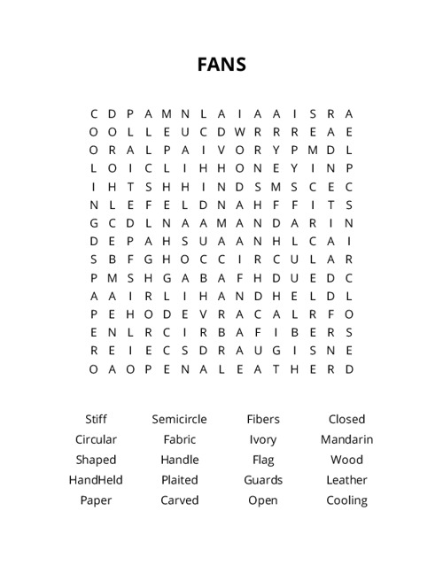 FANS Word Search Puzzle