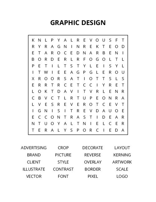 GRAPHIC DESIGN Word Search