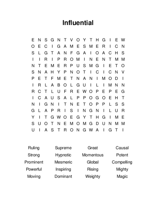 Influential Word Search Puzzle