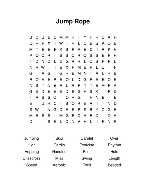 Jump Rope Word Search Puzzle