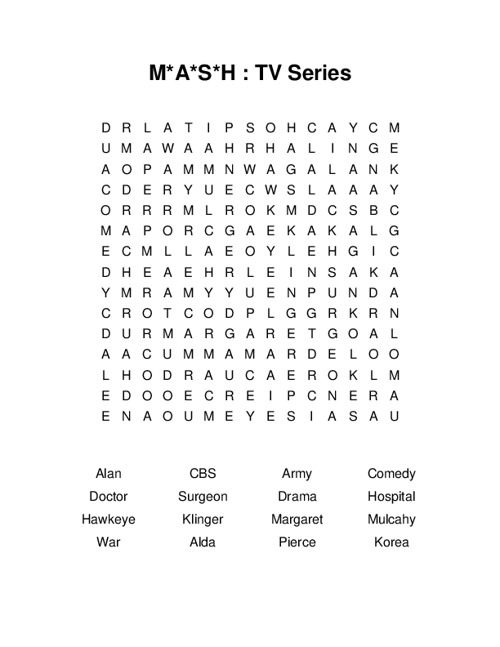 M*A*S*H : TV Series Word Search Puzzle
