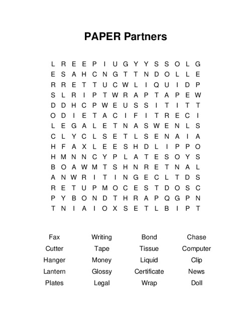 PAPER Partners Word Search Puzzle