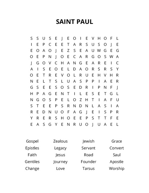 SAINT PAUL Word Search Puzzle