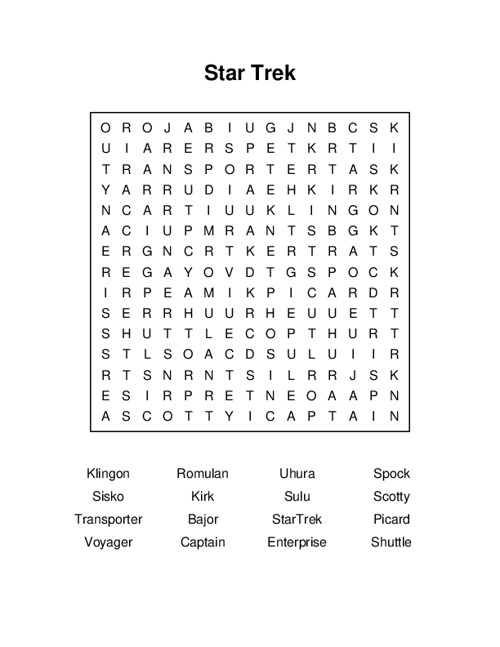 Star Trek Word Search