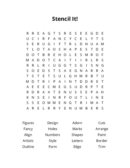 Stencil It! Word Search Puzzle