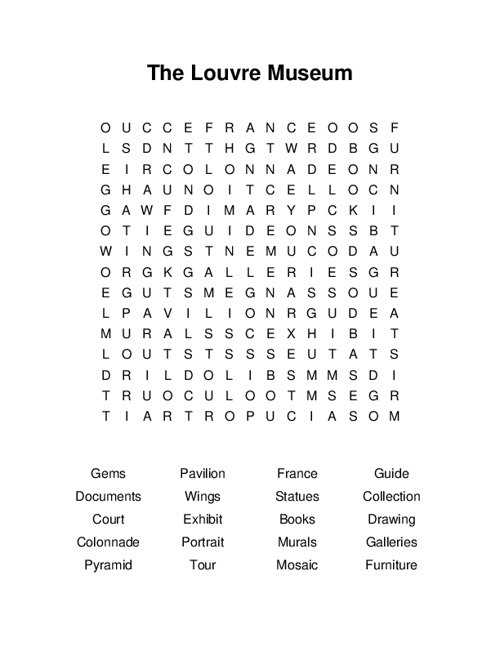 The Louvre Museum Word Search Puzzle