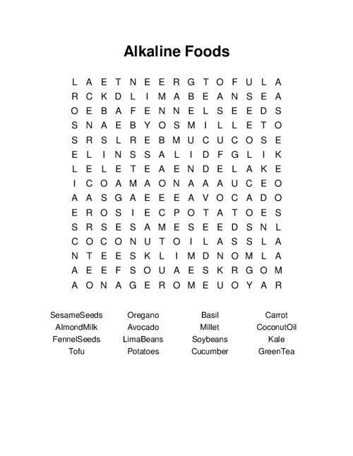 Alkaline Foods Word Search Puzzle