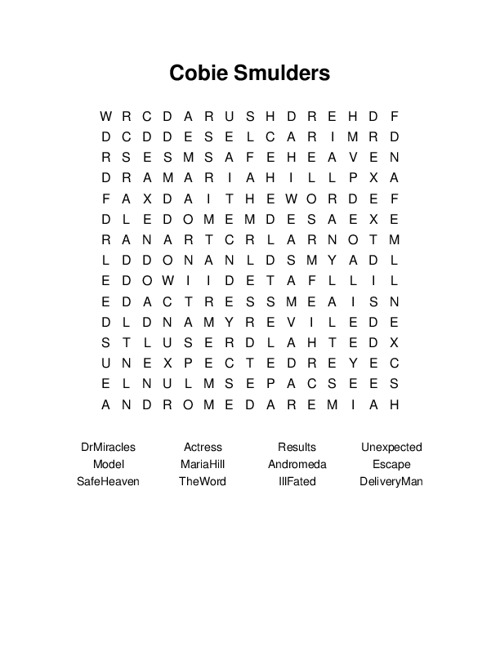 Cobie Smulders Word Search Puzzle