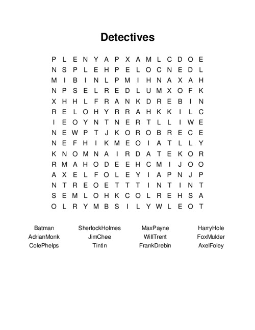 Detectives Word Search Puzzle