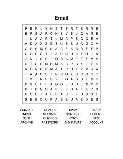 Email Word Search Puzzle
