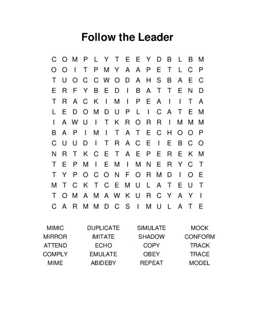 Follow the Leader Word Search Puzzle
