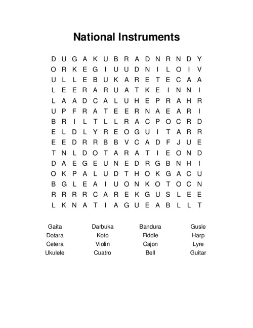 National Instruments Word Search Puzzle