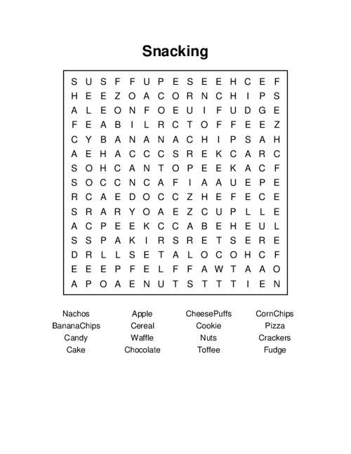 Snacking Word Search Puzzle