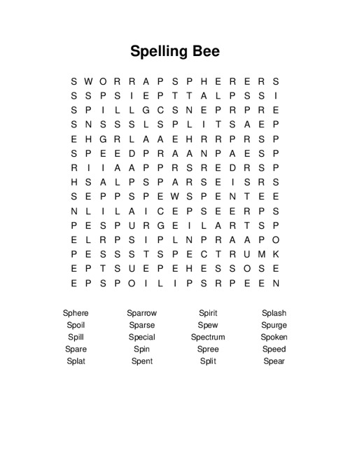 Spelling Bee Word Search