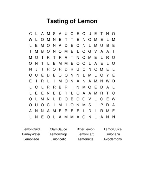 Tasting of Lemon Word Search Puzzle