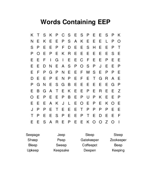 Words Containing EEP Word Search Puzzle