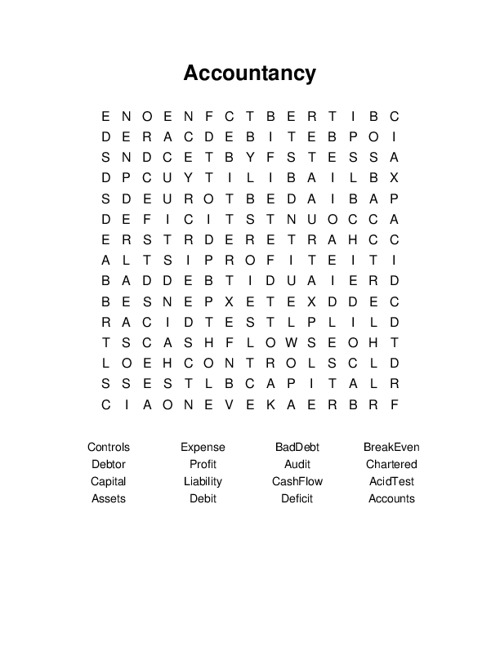 Accountancy Word Search Puzzle