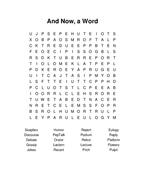 And Now, a Word Word Search Puzzle