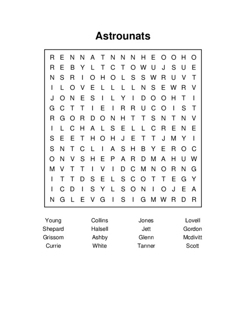 Astrounats Word Search Puzzle