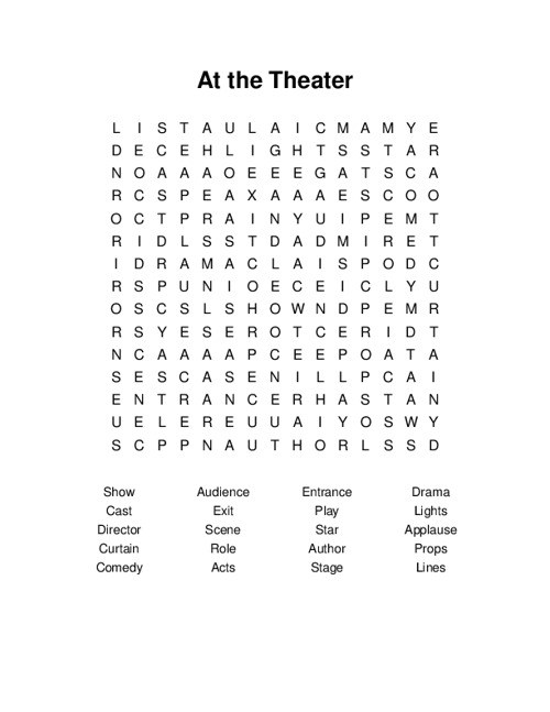 At the Theater Word Search Puzzle