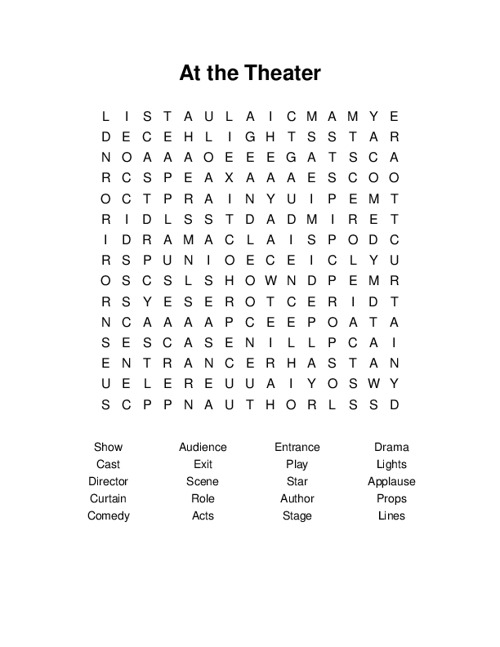 At The Theater Word Search