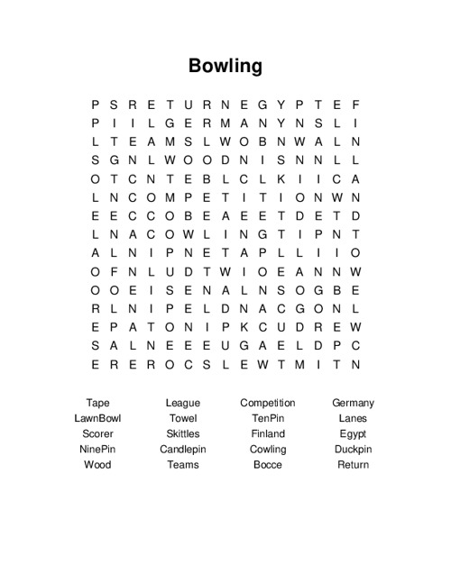 Bowling Word Search