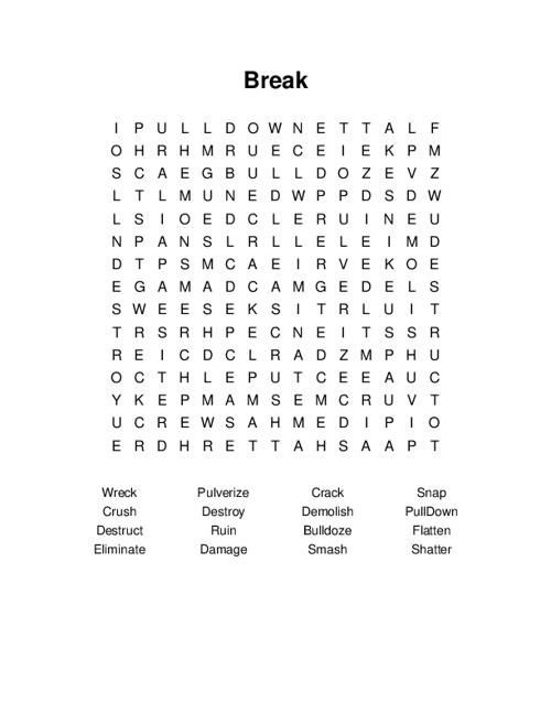 Break Word Search Puzzle