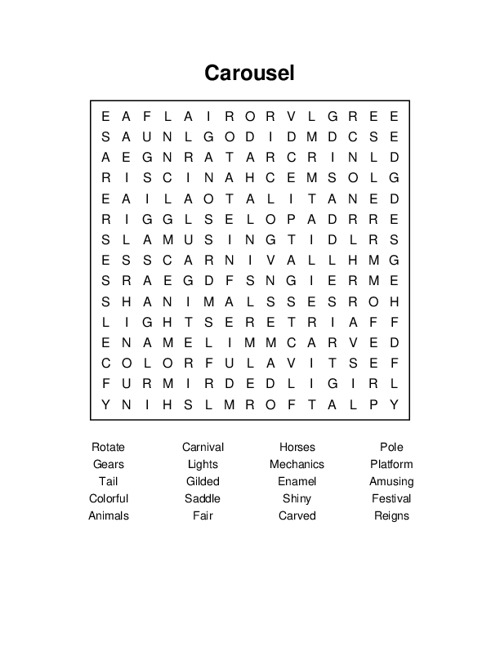Carousel Word Search Puzzle