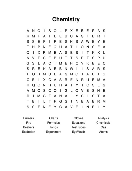 Chemistry Word Search Puzzle