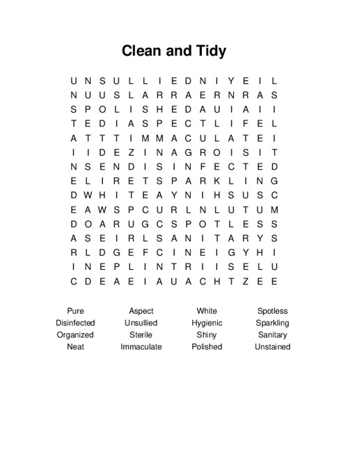 Clean and Tidy Word Search Puzzle