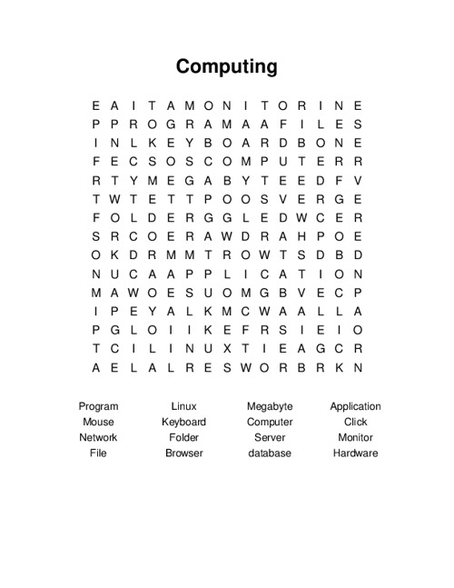 Computing Word Search Puzzle