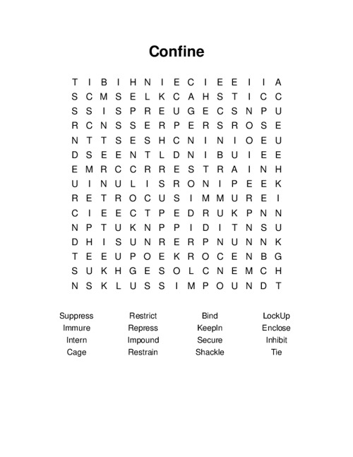 Confine Word Search Puzzle