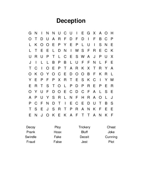Deception Word Search Puzzle