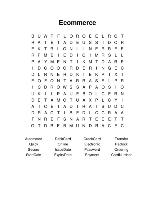 Ecommerce Word Search Puzzle
