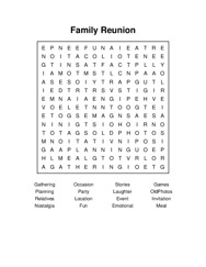 Family Reunion Word Search Puzzle