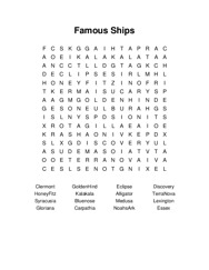 Famous Ships Word Search Puzzle