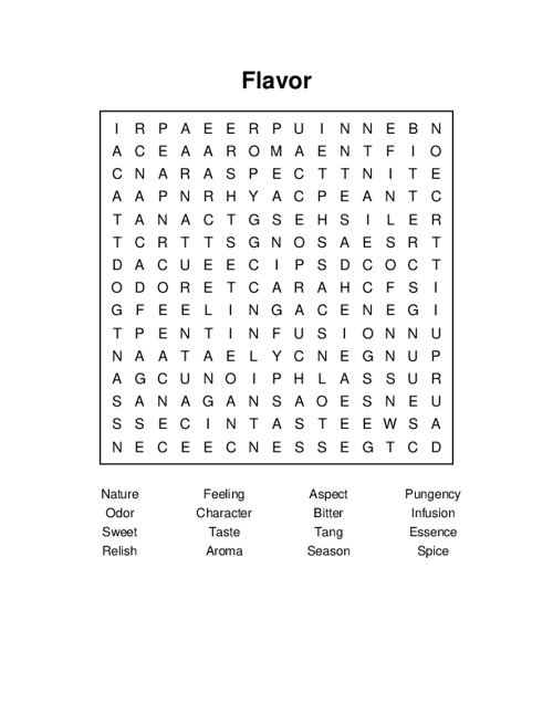 Flavor Word Search Puzzle