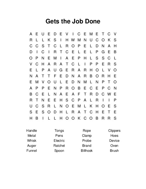 Gets the Job Done Word Search Puzzle