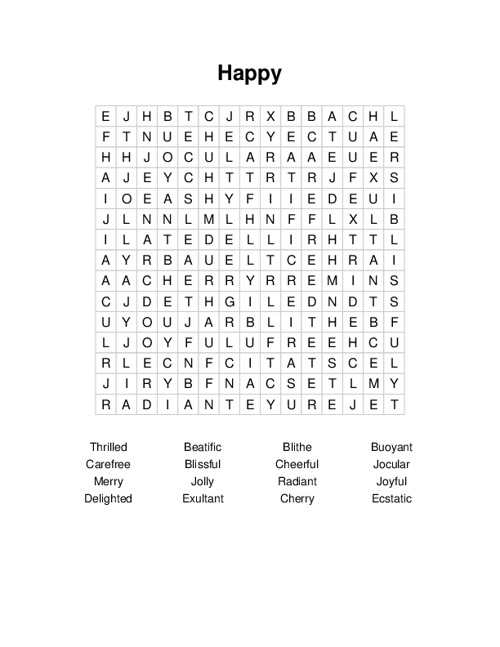 Happy Word Search Puzzle