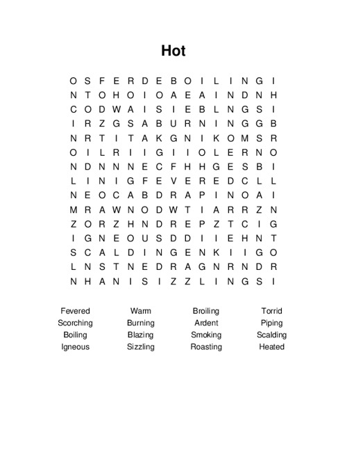 Hot Word Search Puzzle