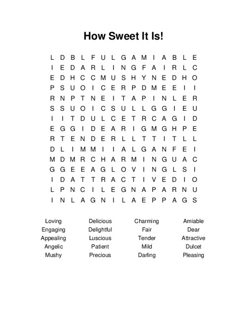 How Sweet It Is! Word Search Puzzle