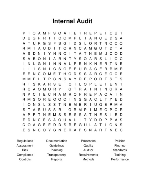 Internal Audit Word Search Puzzle